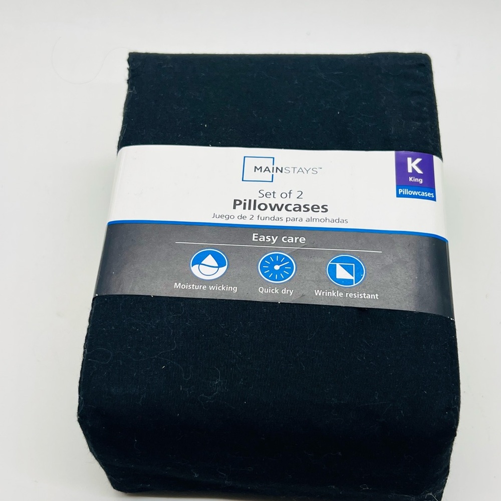 NWT Mainstays Black King Pillowcases Set of 2 cotton/poly blend